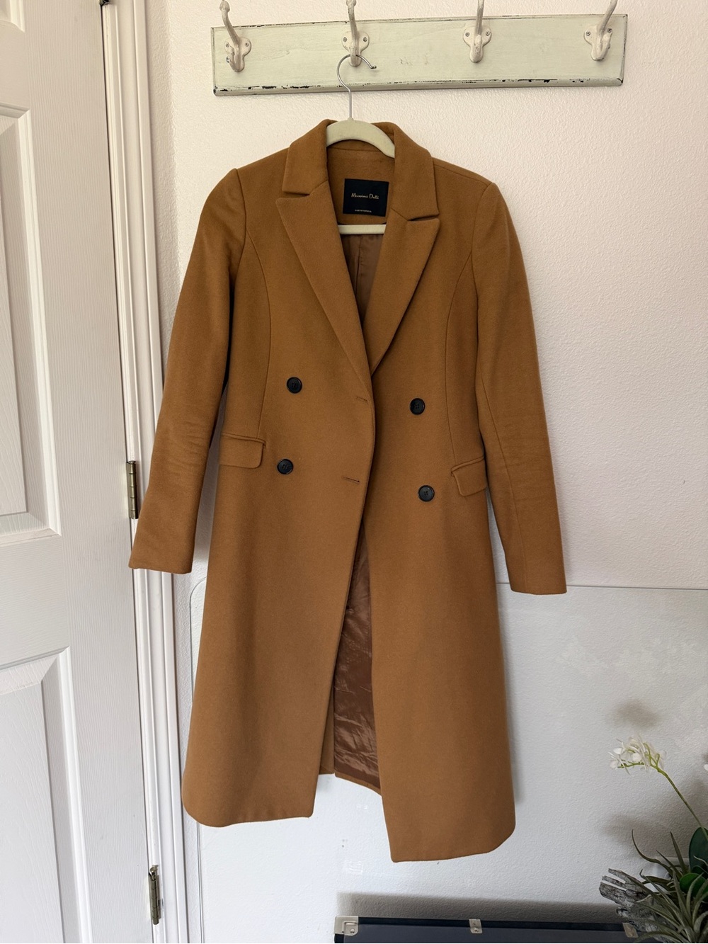 Massimo Dutti Double-Breasted Camel Coat - Size 4